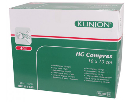 KLINION HG COMPRES HYDROFIEL GAASKOMPRES 10X10CM 12 LAGEN 100X1ST
111085 STERIEL